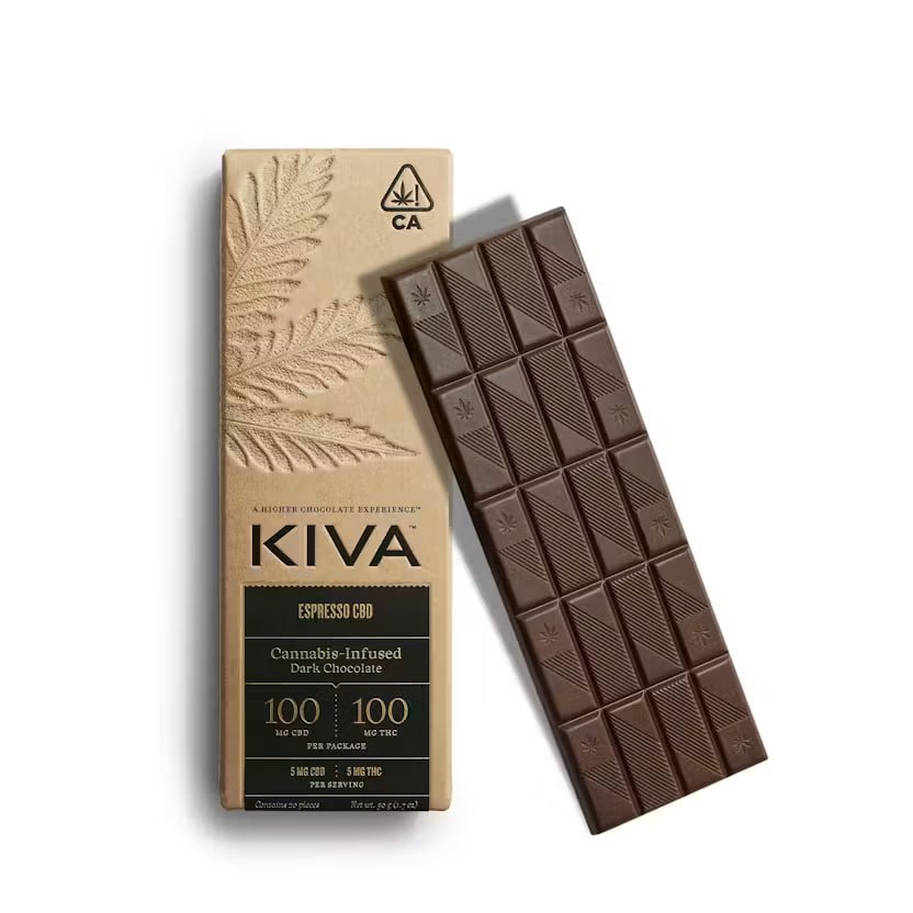 Kiva 1:1 CBD:THC Espresso Dark Chocolate Bar